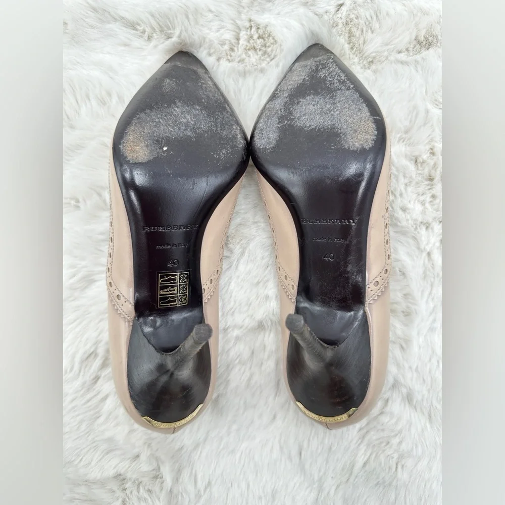 Burberry Leather Nude Pointed Toe Heels 40 US 10‎ - Picture 10 of 13